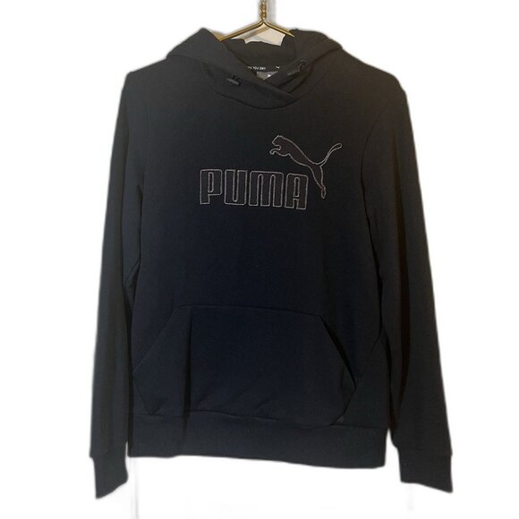 Puma Tops - Puma Women’s Hoodie L Black Pullover Metallic Ash Logo New With Tags Casual Fit